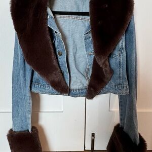 Lioness Denim Jacket with Faux Fur Trim